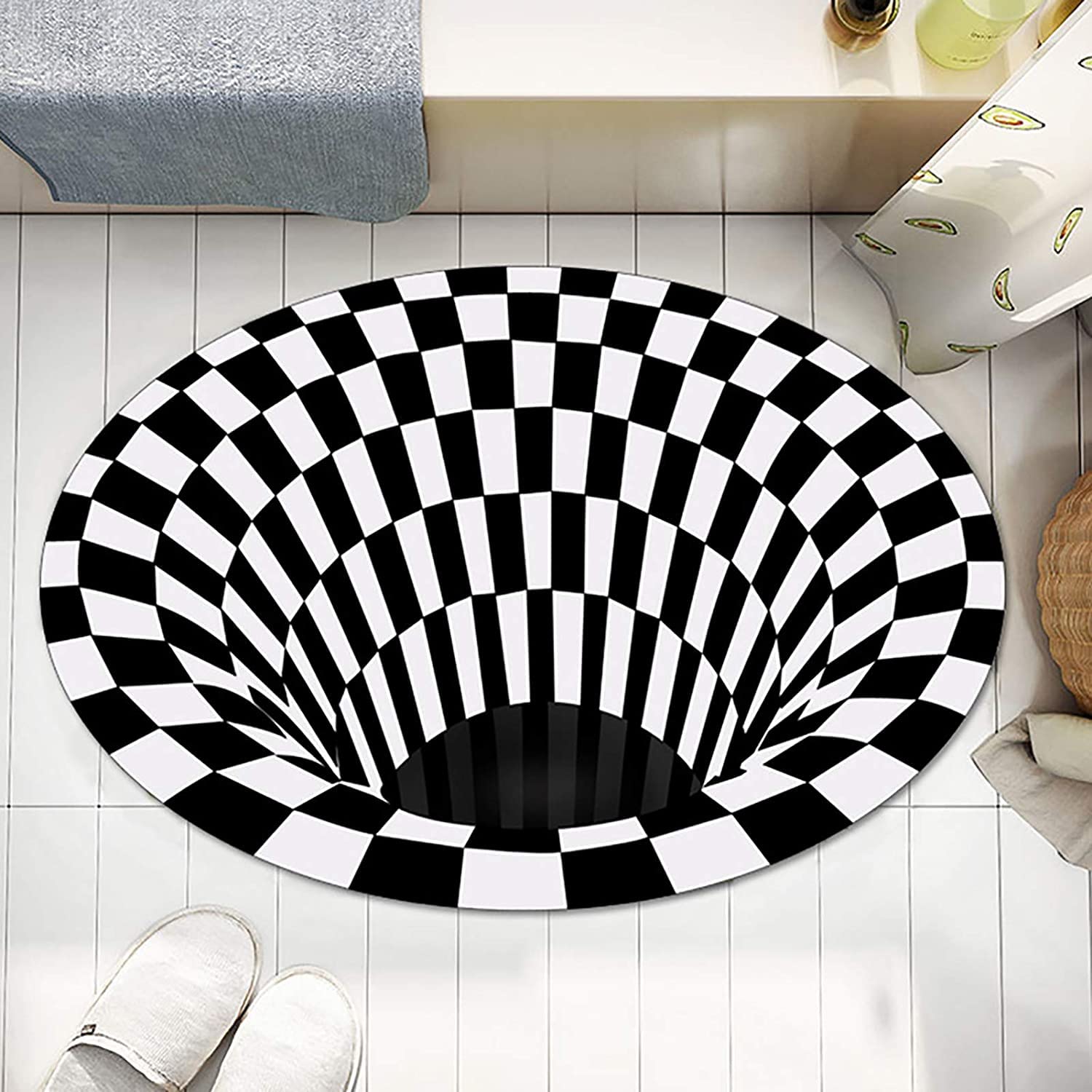 3D Space Round Carpet, Floor Mat Non-Woven Doormat (1 Pc / 78 Cm)