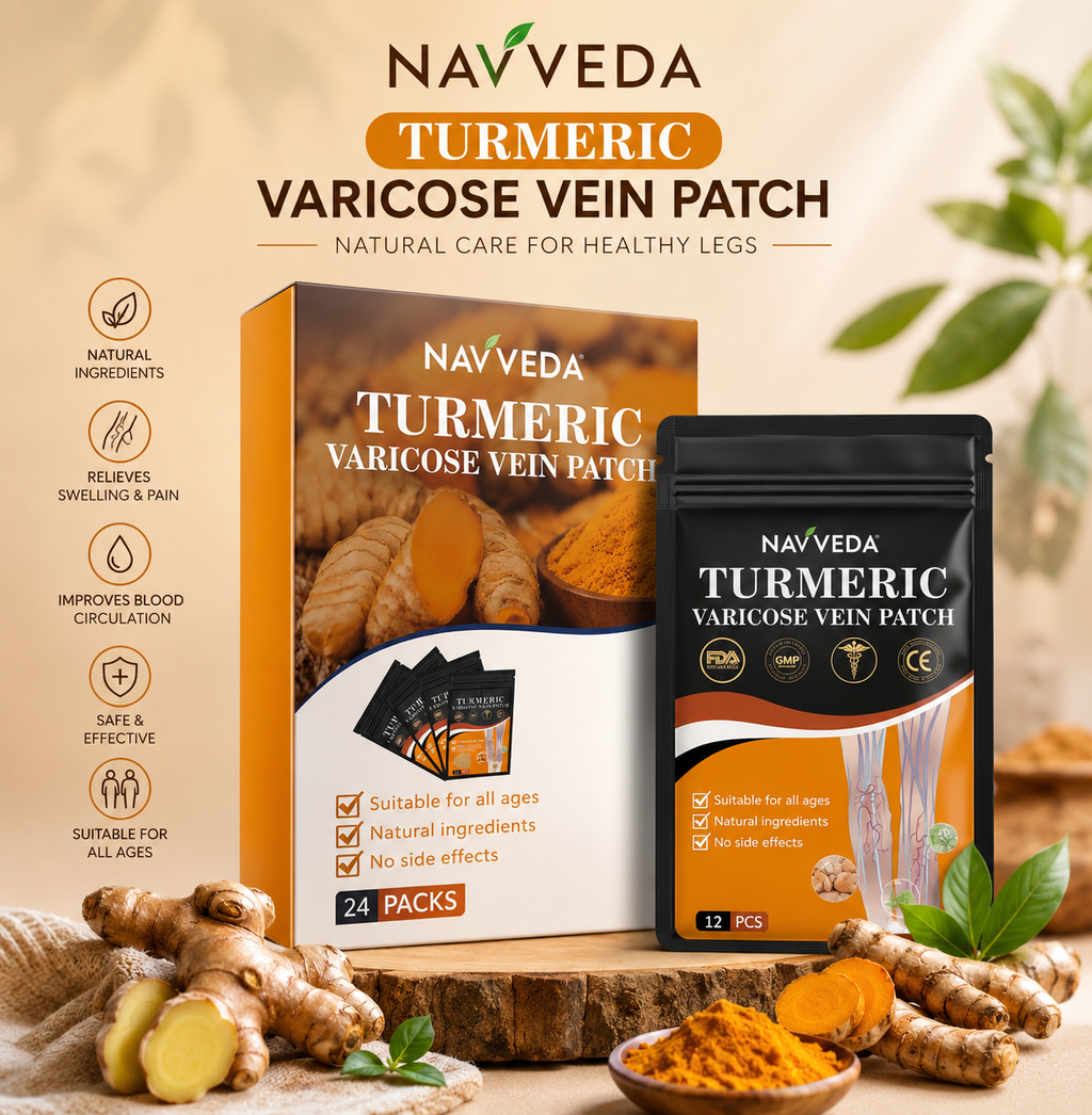 Navveda Turmeric Varicose Vein Patches | Natural Herbal Therapy for Swelling, Fatigue & Vein Health