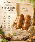 Navveda Ayurvedic Vijaysar Wooden Glass 🌿 – Natural Sugar Balance Tumbler 🩺✨