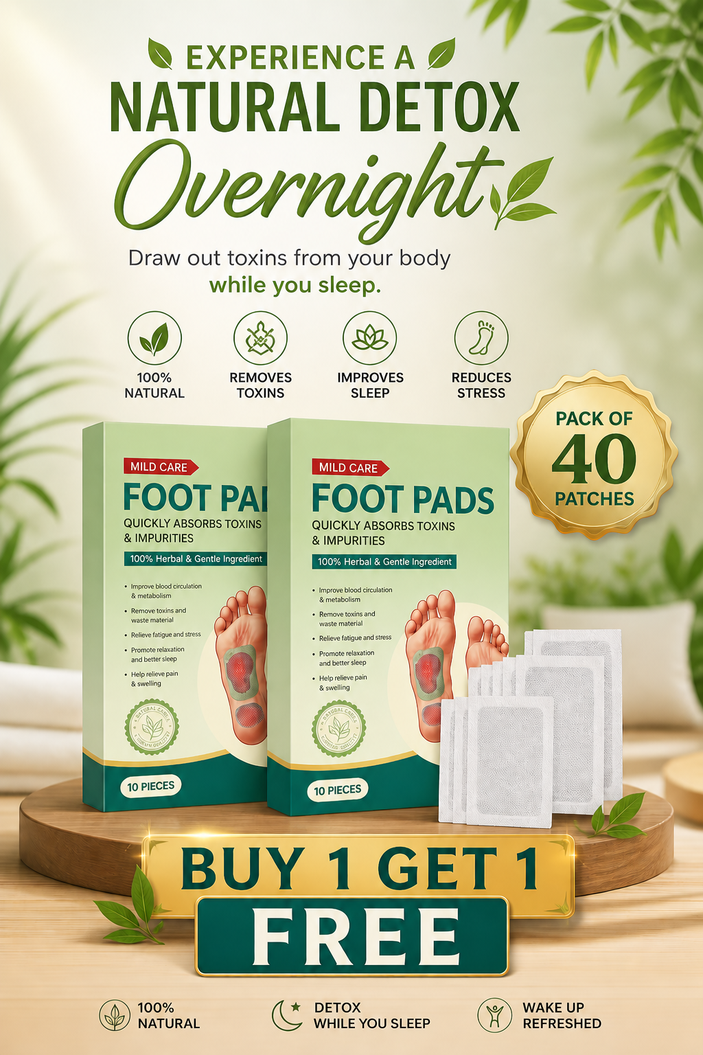 Navveda Premium Natural Detox Foot Patches (Pack of 40) BUY 1 GET 1 FREE