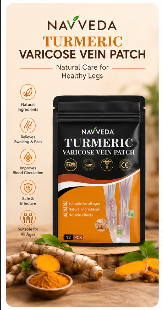 Navveda Turmeric Varicose Vein Patches | Natural Herbal Therapy for Swelling, Fatigue & Vein Health