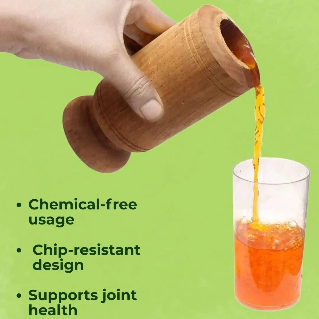 Navveda Ayurvedic Vijaysar Wooden Glass 🌿 – Natural Sugar Balance Tumbler 🩺✨