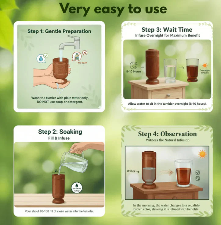 Navveda Ayurvedic Vijaysar Wooden Glass 🌿 – Natural Sugar Balance Tumbler 🩺✨