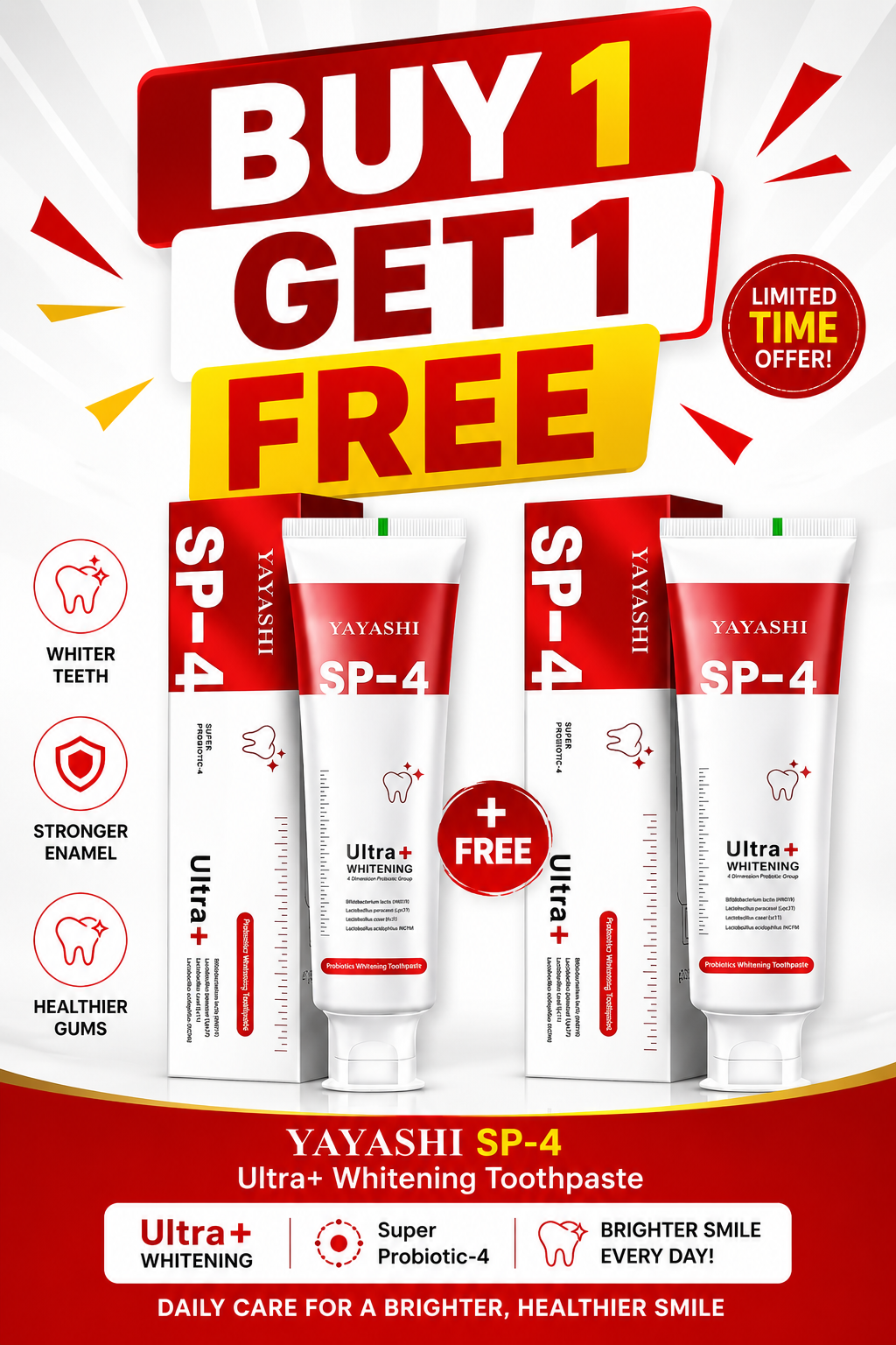 SP-4 probiotic Natural whitening toothpaste (BUY 1 GET 1 FREE)